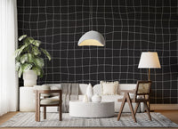 Subtle Charcoal Grid Pattern Wall Mural