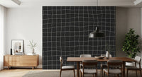 Subtle Charcoal Grid Pattern Wall Mural