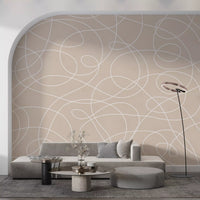 Minimalist Soft Beige Line Art Wall Mural