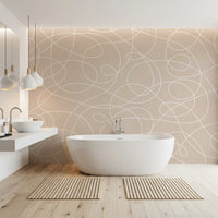 Minimalist Soft Beige Line Art Wall Mural