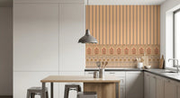 Peach Heritage Stripe and Bloom Wall Mural