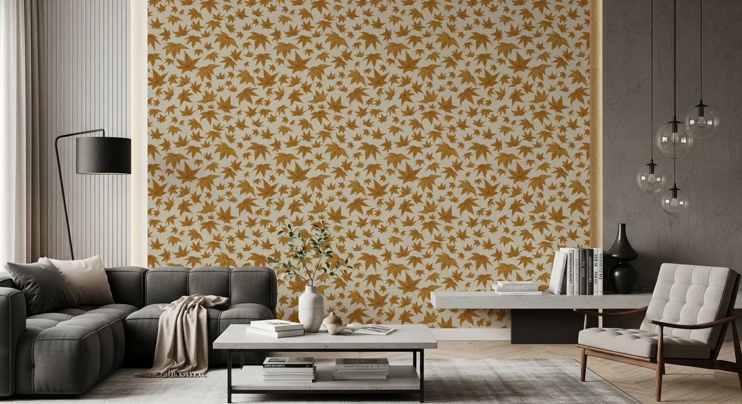 Japanese Maple Leaves - Mustard Wallpaper⁠