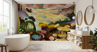 Abstract scenic wallpaper with colourful woodland and layered textures GD11356