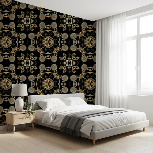 Golden seed heads calm a moody bedroom wallpaper GD11358
