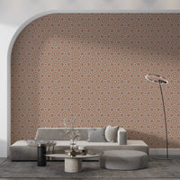 Terracotta Geometric Starburst Tile Pattern Wallpaper⁠