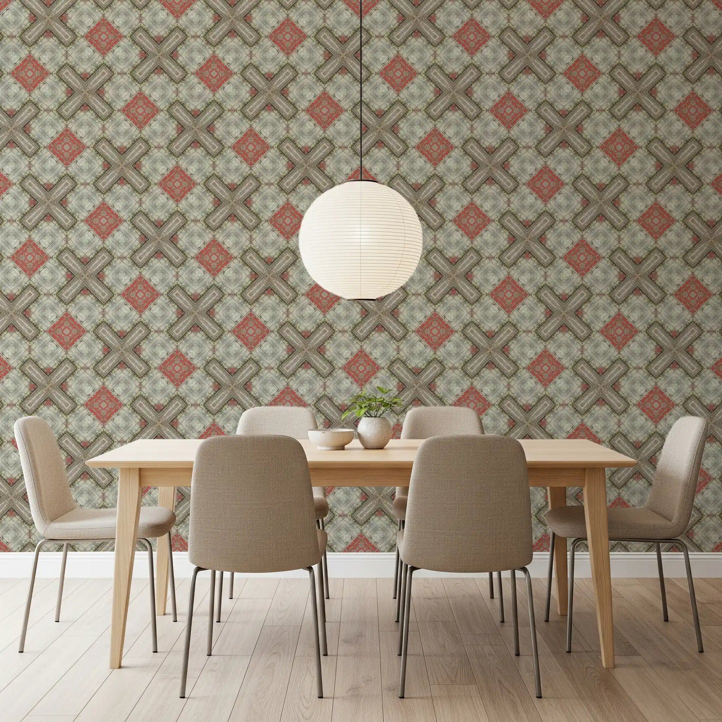 Rustic Geometric Weathered Wood Wallpaper⁠