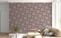 Rustic Diamond Lattice Mosaic Wallpaper⁠
