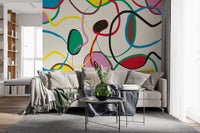 Playful Scribble and Shape Pattern Wall Mural
