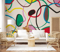 Playful Scribble and Shape Pattern Wall Mural