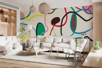 Playful Scribble and Shape Pattern Wall Mural