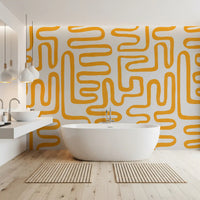 Golden Maze Linear Pattern Wall Mural