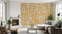 Golden Maze Linear Pattern Wall Mural