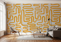 Golden Maze Linear Pattern Wall Mural