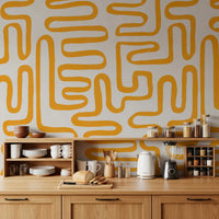 Golden Maze Linear Pattern Wall Mural