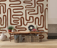 Continuous Earthy Maze Wall Mural