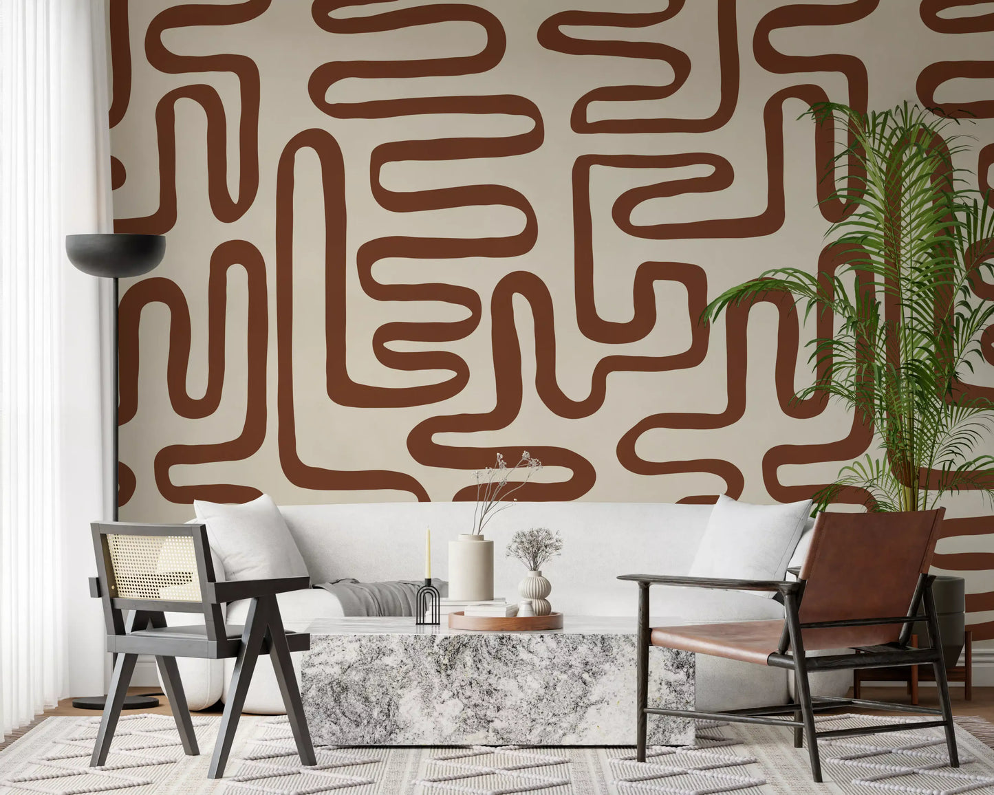 Continuous Earthy Maze Wall Mural