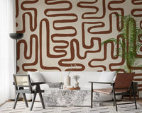 Continuous Earthy Maze Wall Mural