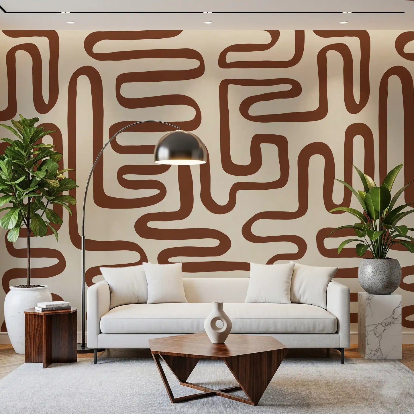 Continuous Earthy Maze Wall Mural