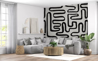 Graphic Ink Wavy Pattern Wall Mural