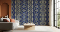 Blue & Gray Abstract Ornamental Geometric Wallpaper - AMBER DESIGN Wallpaper