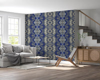 Blue & Gray Abstract Ornamental Geometric Wallpaper - AMBER DESIGN Wallpaper