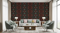 Teal & Brown Intricate Abstract Ornamental Wallpaper - AMBER DESIGN Wallpaper