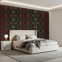 Teal & Brown Intricate Abstract Ornamental Wallpaper - AMBER DESIGN Wallpaper