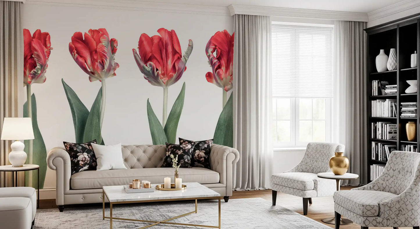 Crimson Parrot Tulip Study Wall Mural