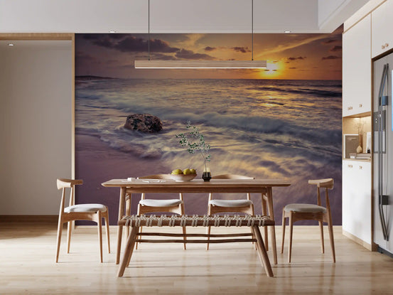 Warm coastal glow opens a dining room wall mural GD11379