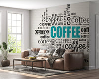 Coffee Typography and Giraffe Art Wall Mural