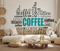 Coffee Typography and Giraffe Art Wall Mural