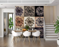 Vintage Botanical Dalia Grid Wall Mural