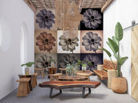 Vintage Botanical Dalia Grid Wall Mural