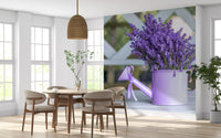 Purple Lavender Watering Can Garden Wall Mural
