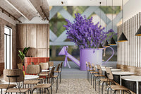 Purple Lavender Watering Can Garden Wall Mural