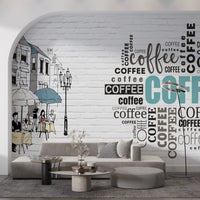 Hand-Drawn Bistro Narrative Wall Mural