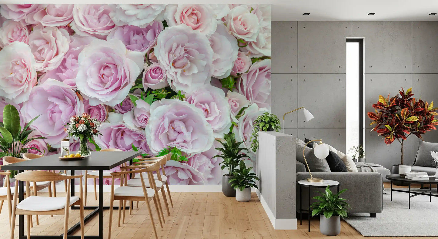 Soft Blush Rose Garden Wall Mural