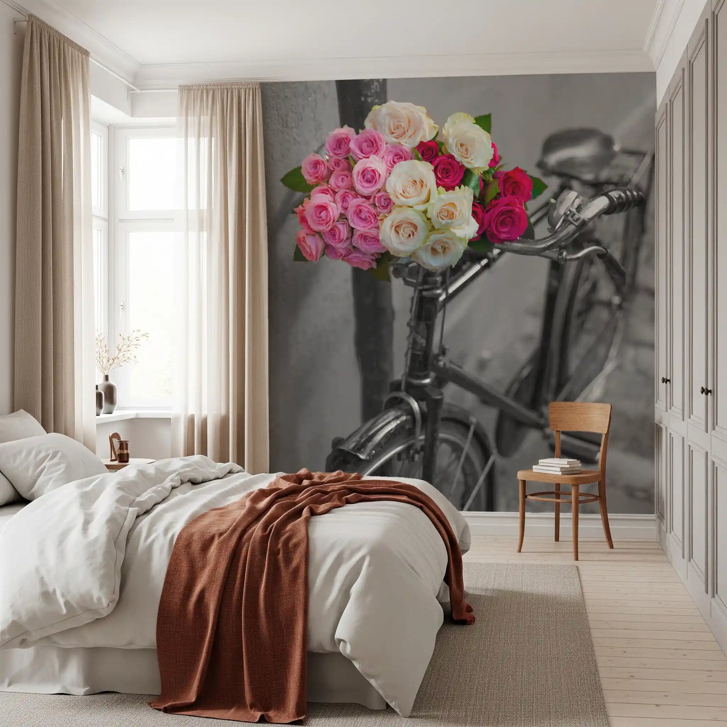 Vintage Floral Bike Journey Wall Mural
