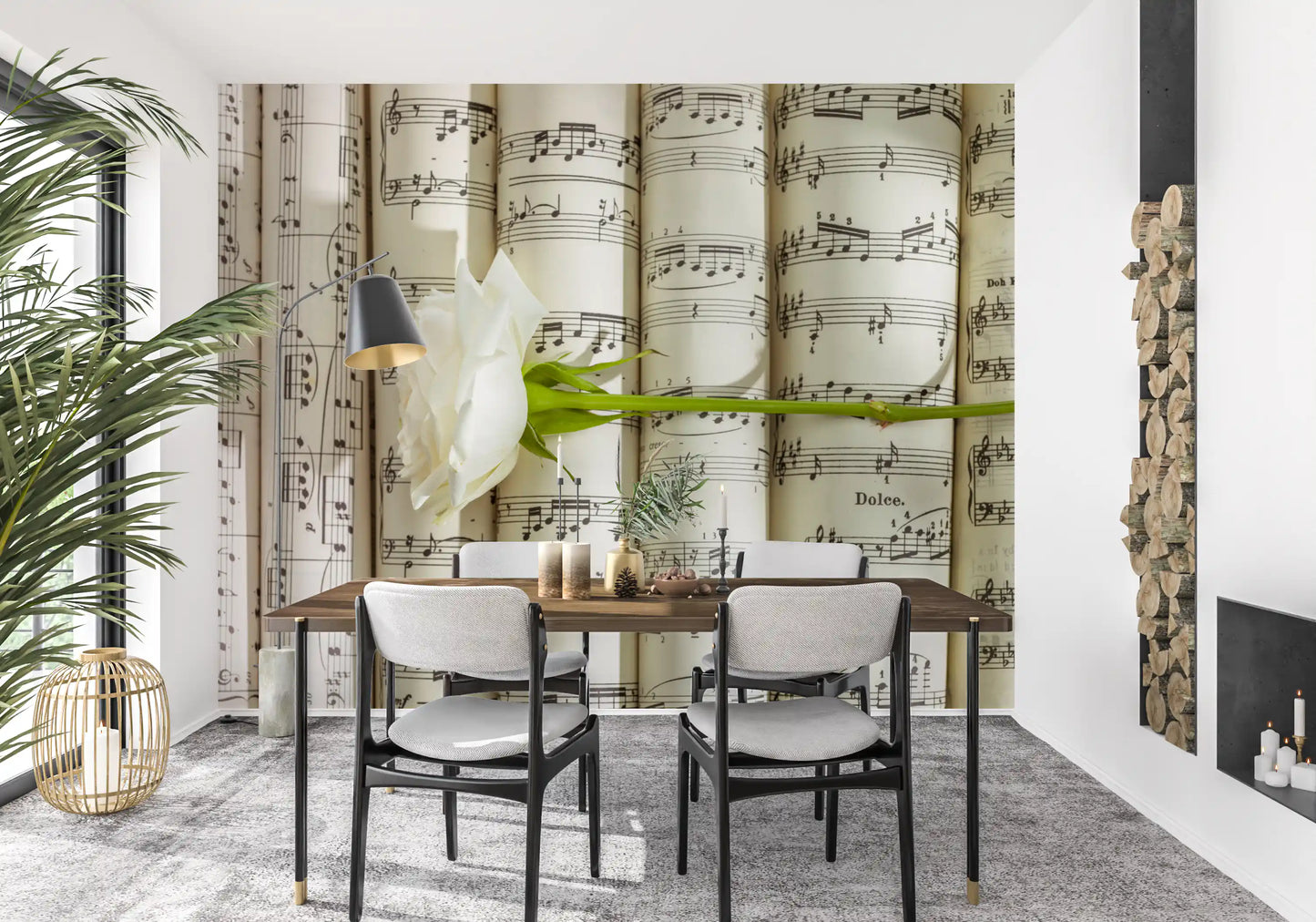 Melodic White Bloom Harmony Wall Mural
