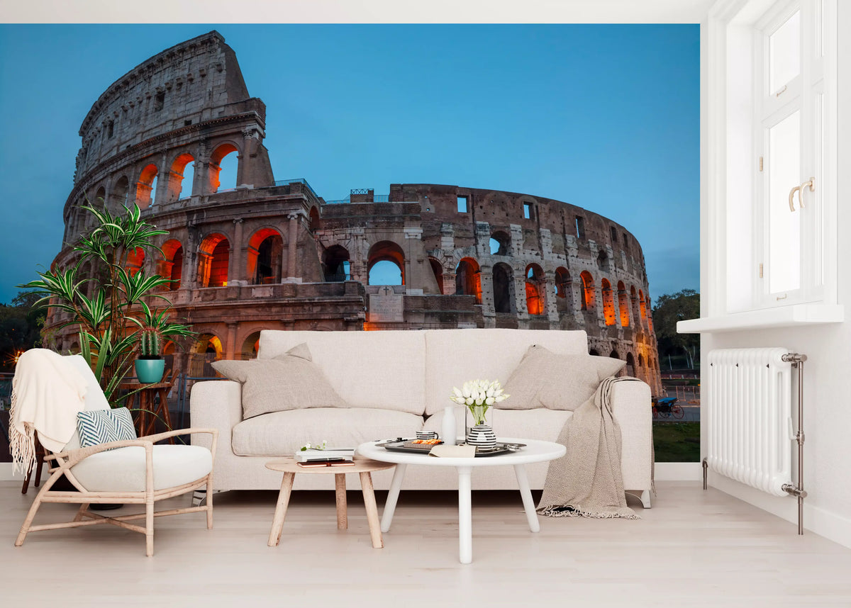 Ancient Roman monument at dusk warms a living room wall mural GD11392