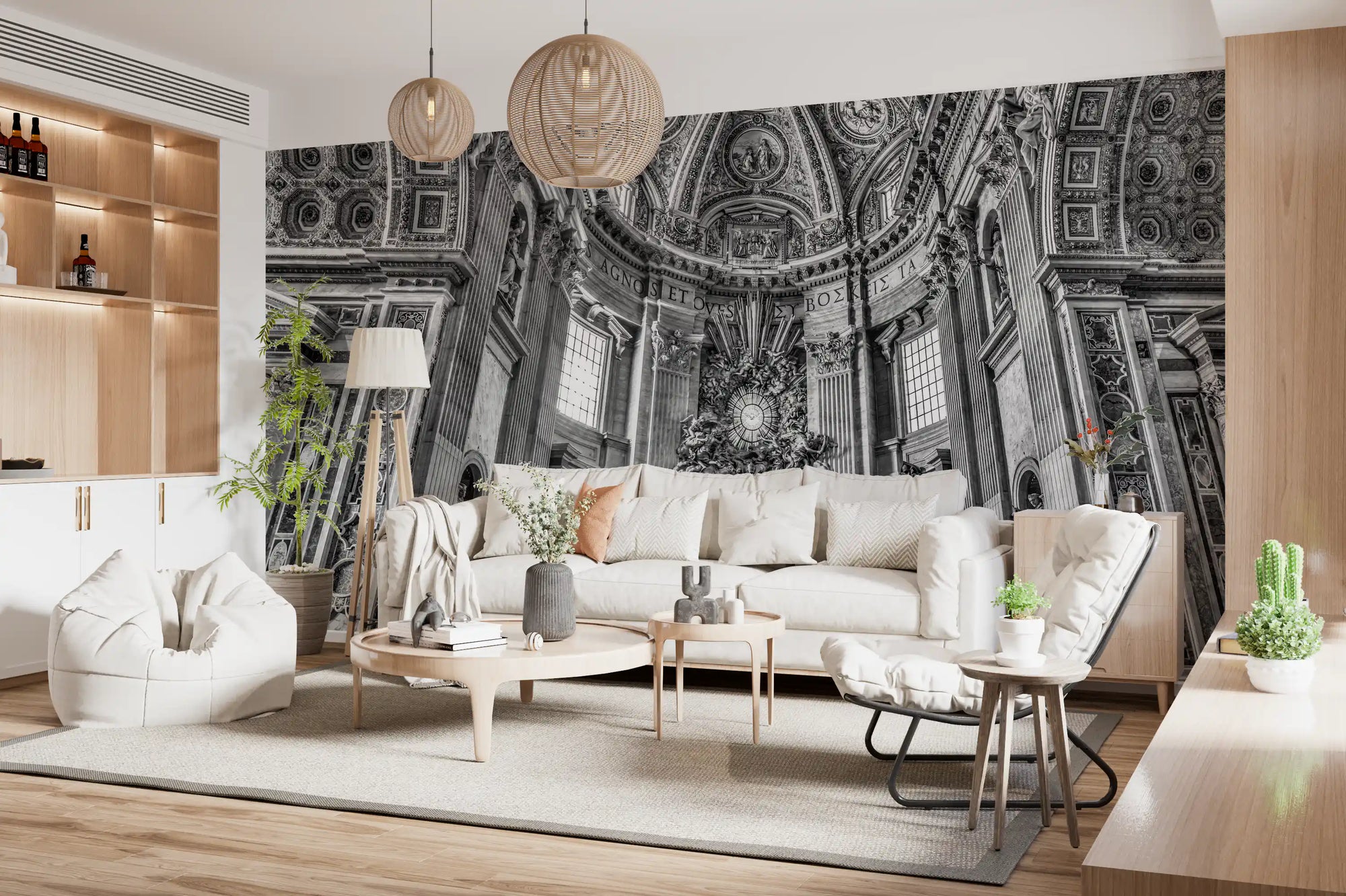 Cathedral dome and altar wall mural set in a living room GD11393