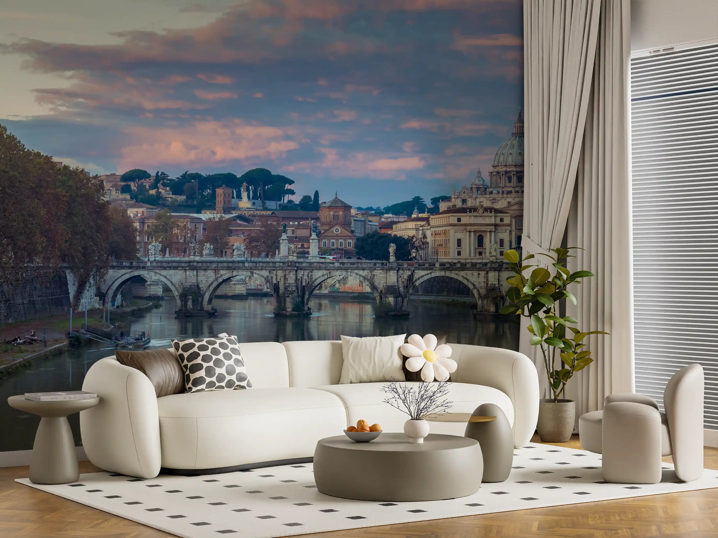 Eternal City Twilight Reflection Wall Mural