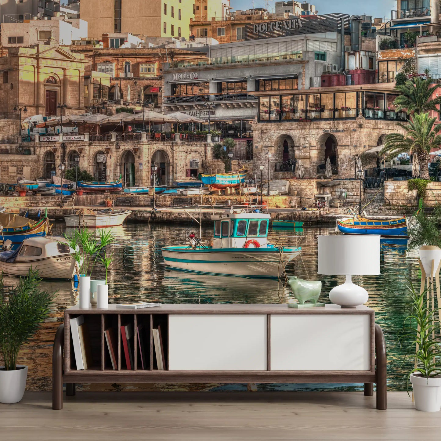 Coastal Italian Fishing Village Wall Mural