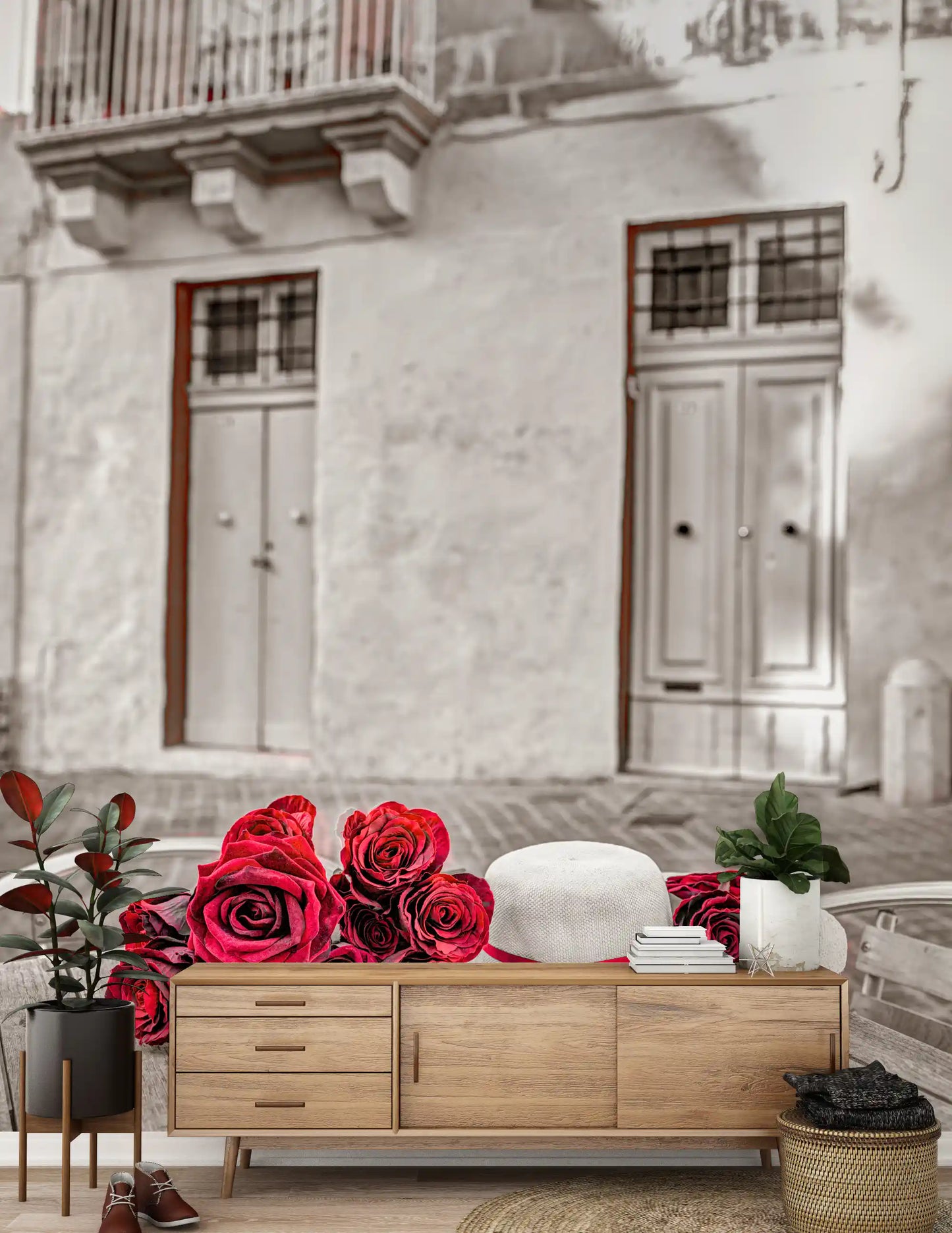 Rustic Romance Floral Still Life Wall Mural