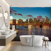 Brooklyn Bridge Twilight Panorama Wall Mural