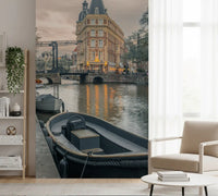 Evening Dutch Canal Passage Wall Mural