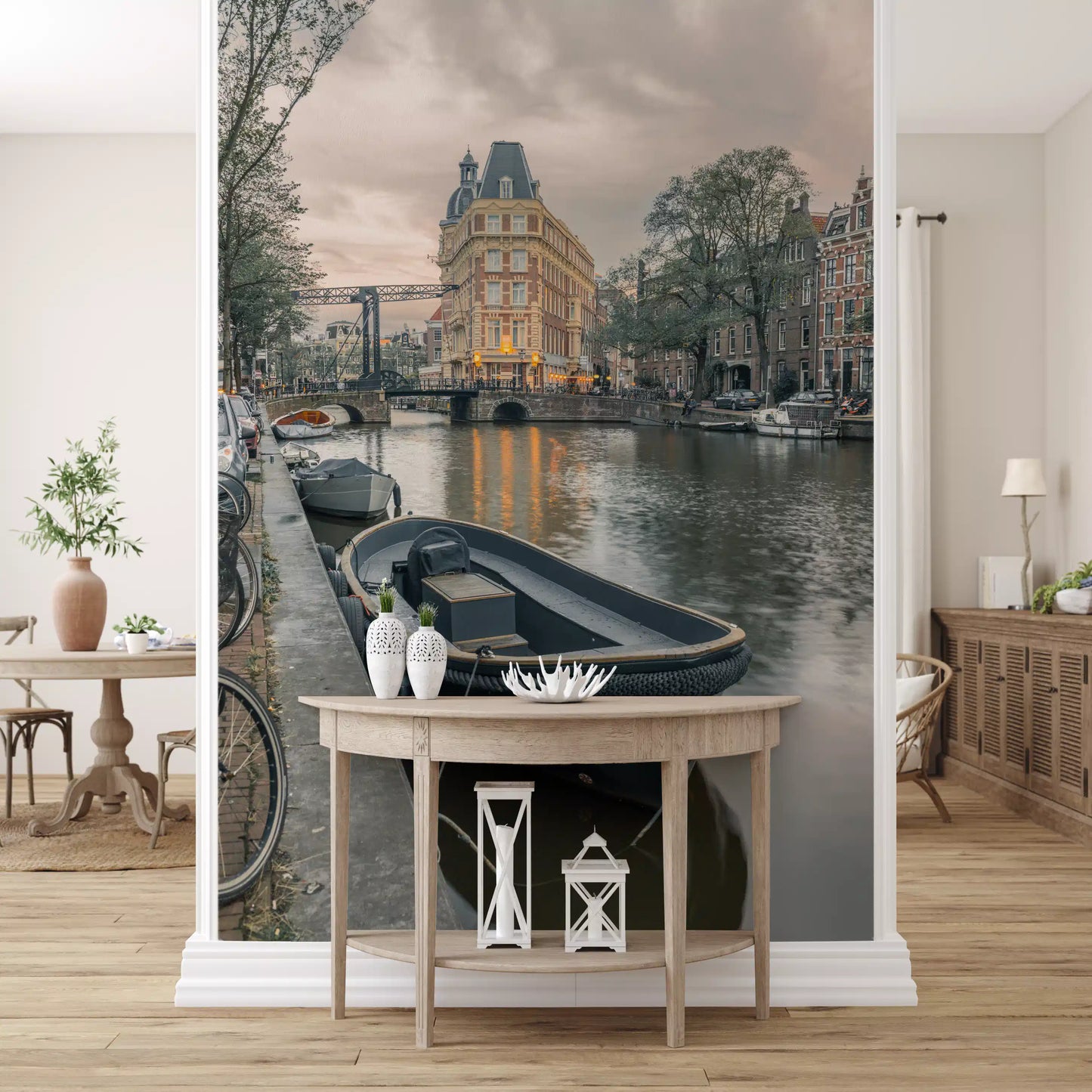 Evening Dutch Canal Passage Wall Mural