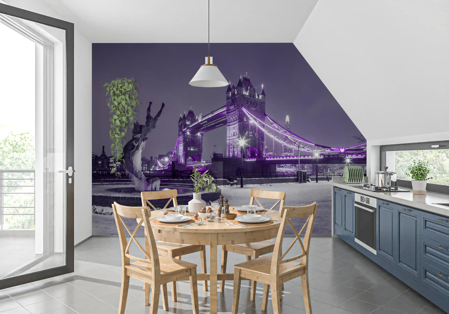 Frozen Cityscape Twilight Wall Mural