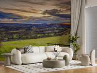 Golden Sunset Valley Bench Wall Mural
