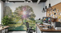Golden Hour Meadow Canopy Wall Mural